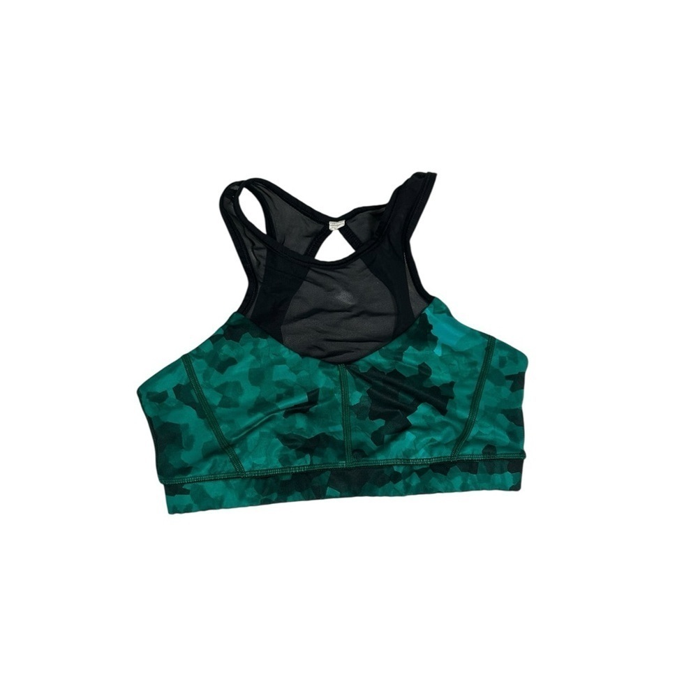 Lululemon Sports Bra Womens Green Racerback Sleeveless Compression Lace Run Sz 6